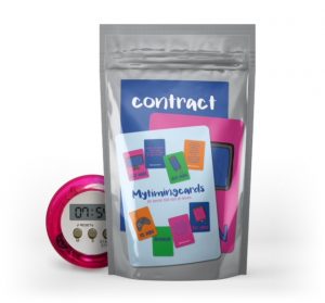 Mytimingcards set met roze timer, contract en tijdskaarten